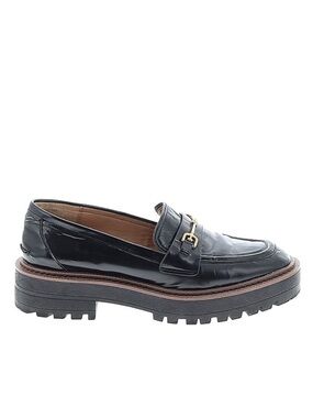 Sam Edelman Black Patent Leather Lug Sole Loafer with Gold Horsebit